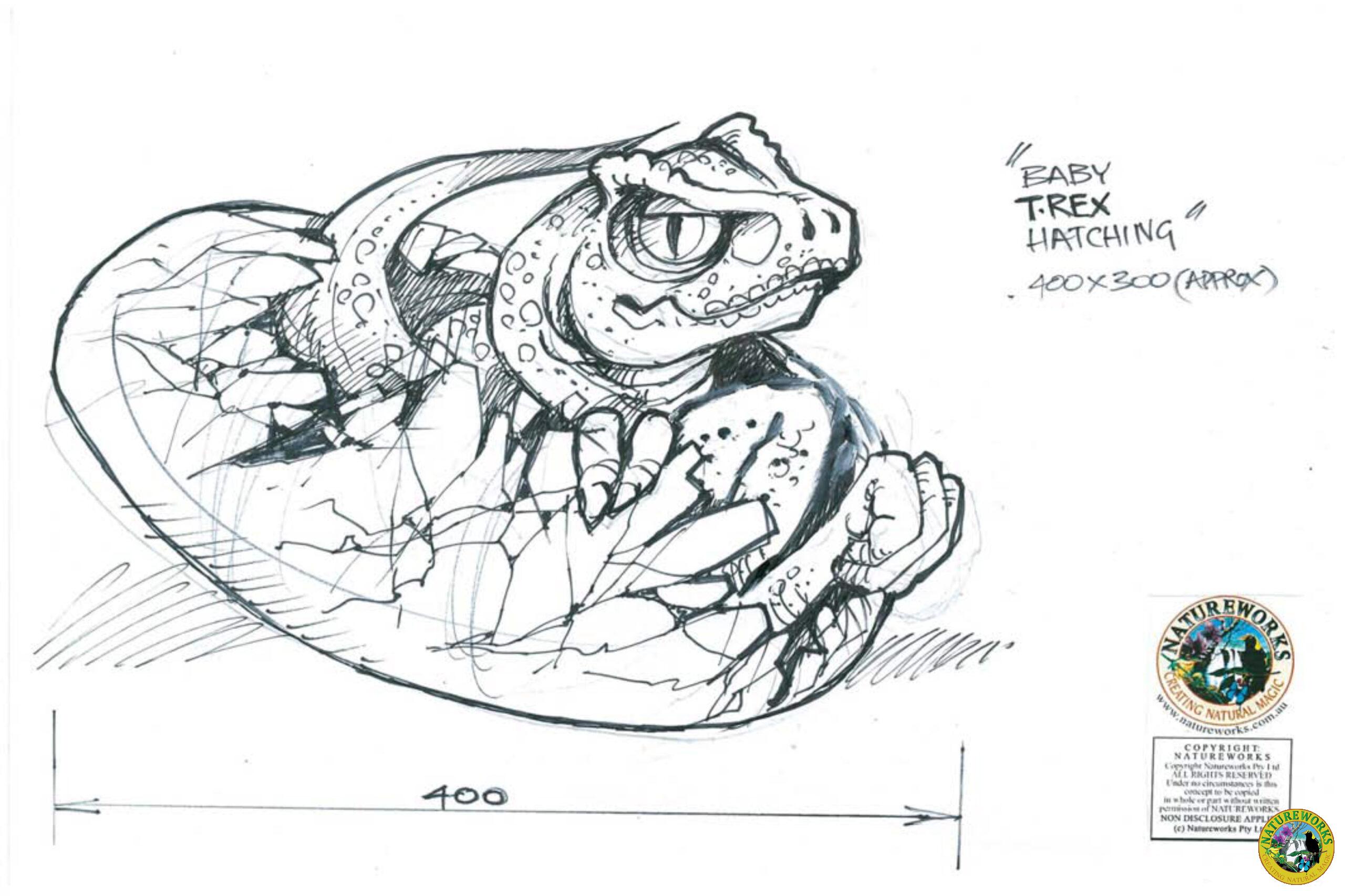 Natureworks Australia Natureworks Concept Design for T-Rex hatching from egg