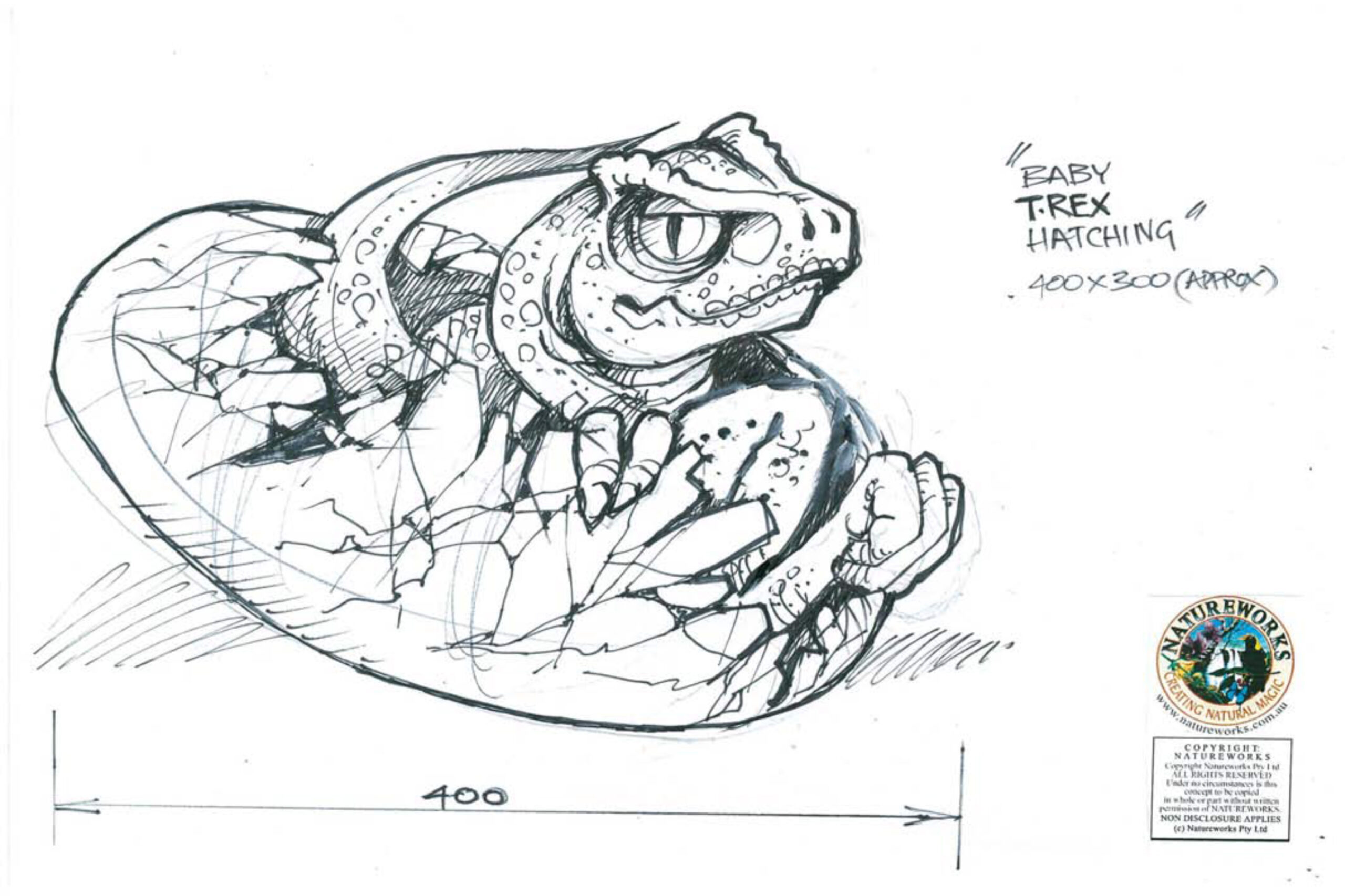 Natureworks Australia Natureworks Concept Design for T-Rex hatching from egg