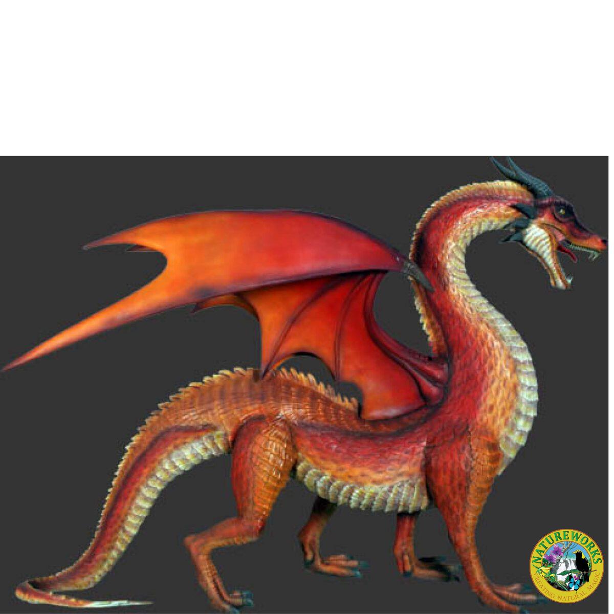 Natureworks Australia Dragon STanding - 7ft Red - 100043- shown on float at medieval festival - side view