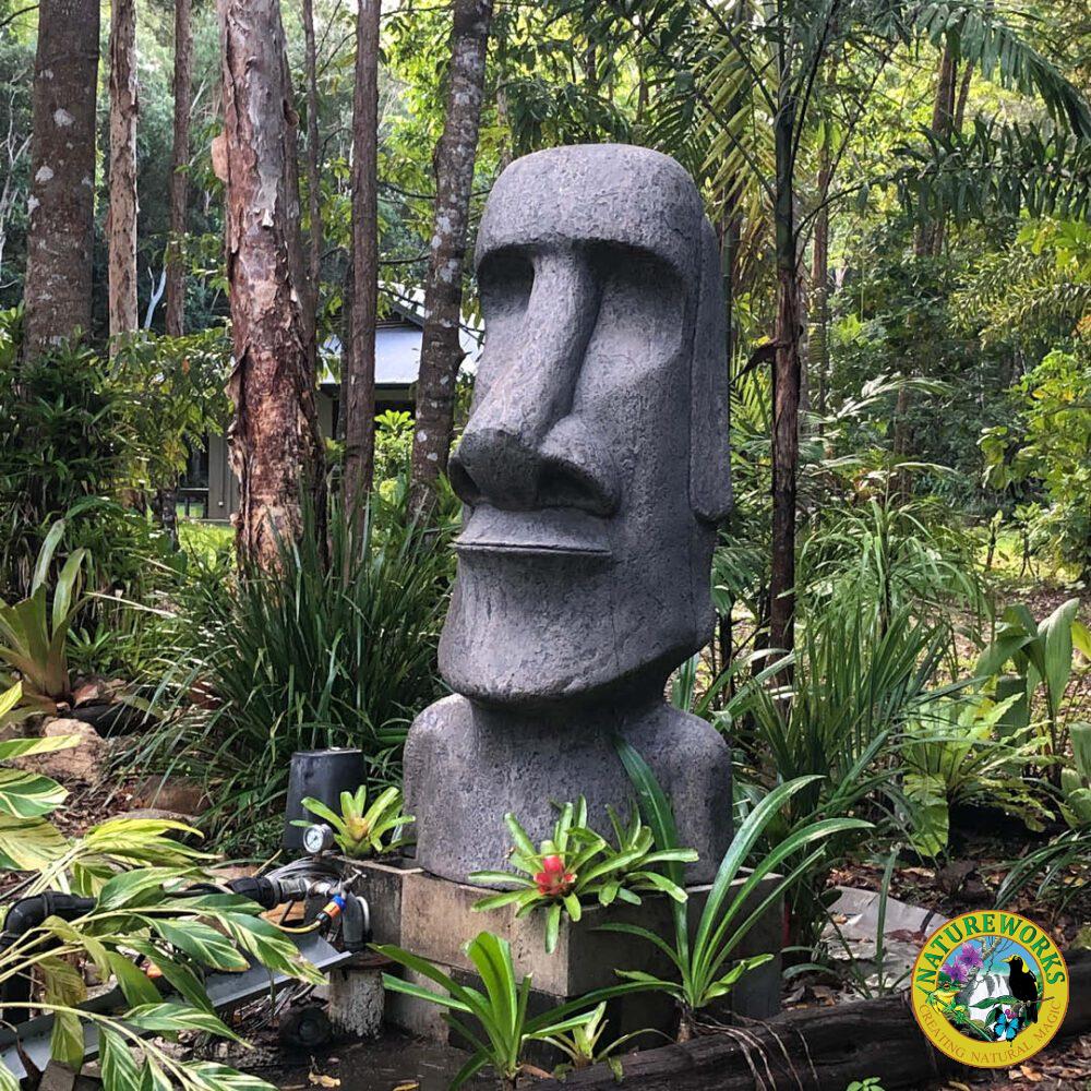 Easter Islan Moai Head - 6ft - 090076CC - Cement finish - very heavy - shown in customers garden