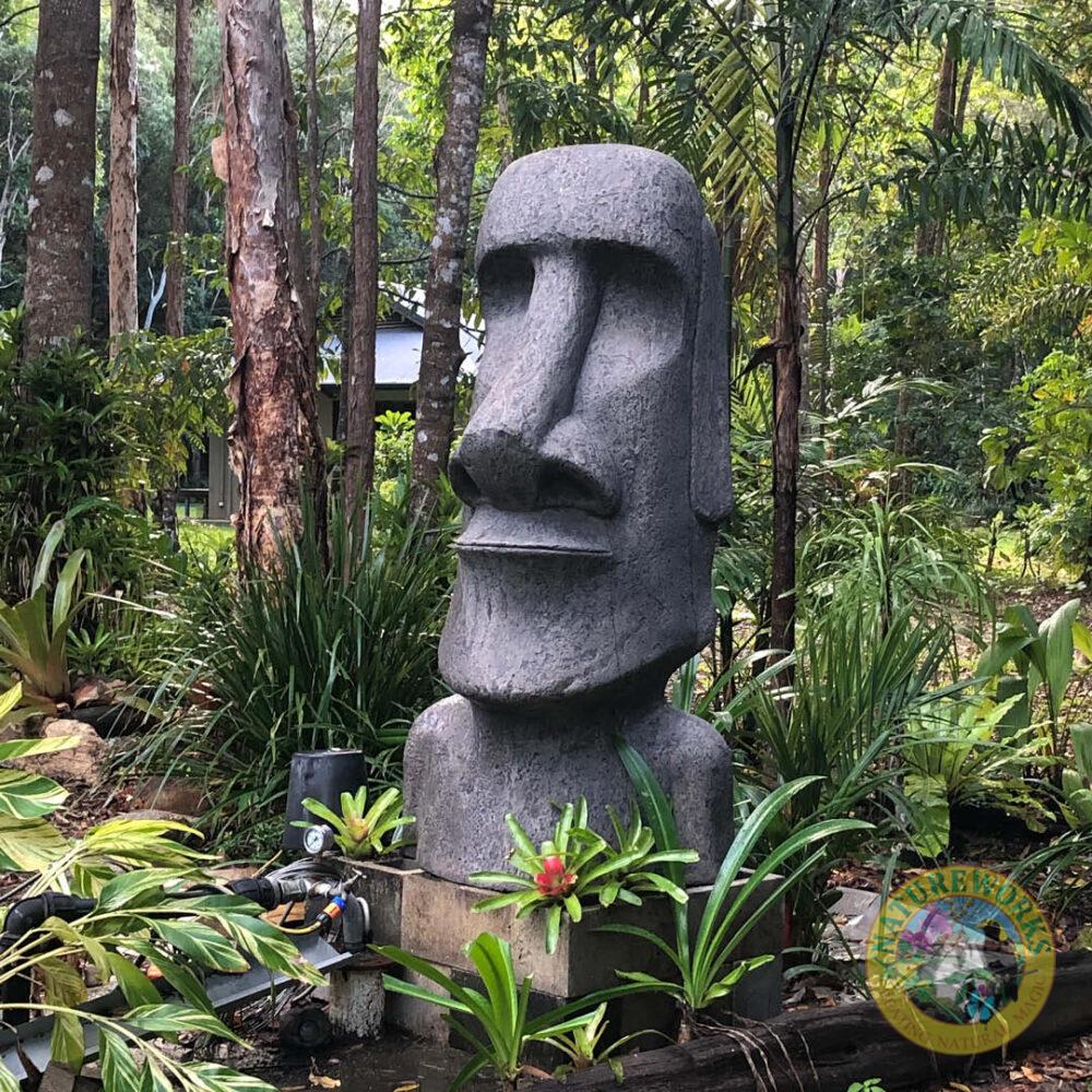 Easter Islan Moai Head - 6ft - 090076CC - Cement finish - very heavy - shown in customers garden