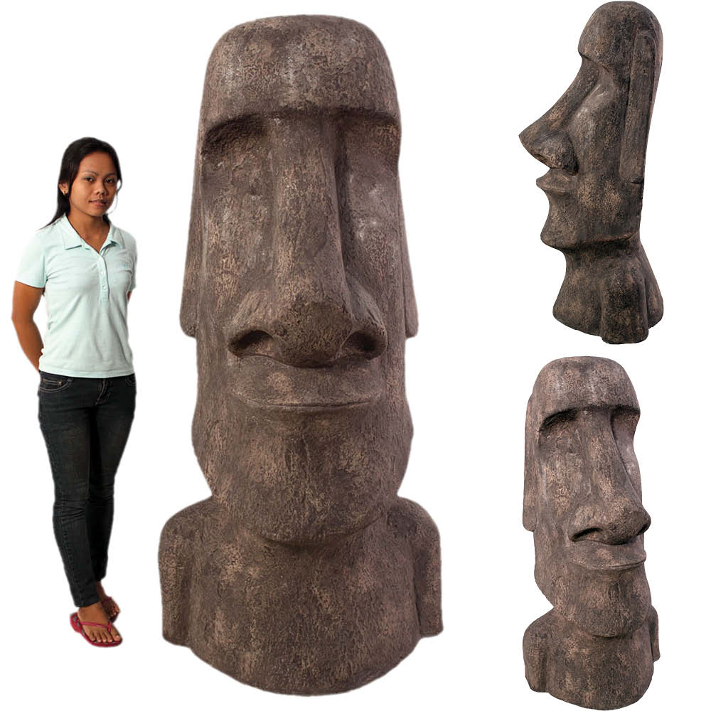 Natureworks Australia Easter Islan Moai Head - 6ft - 090076CC - Cement finish - very heavy - various views