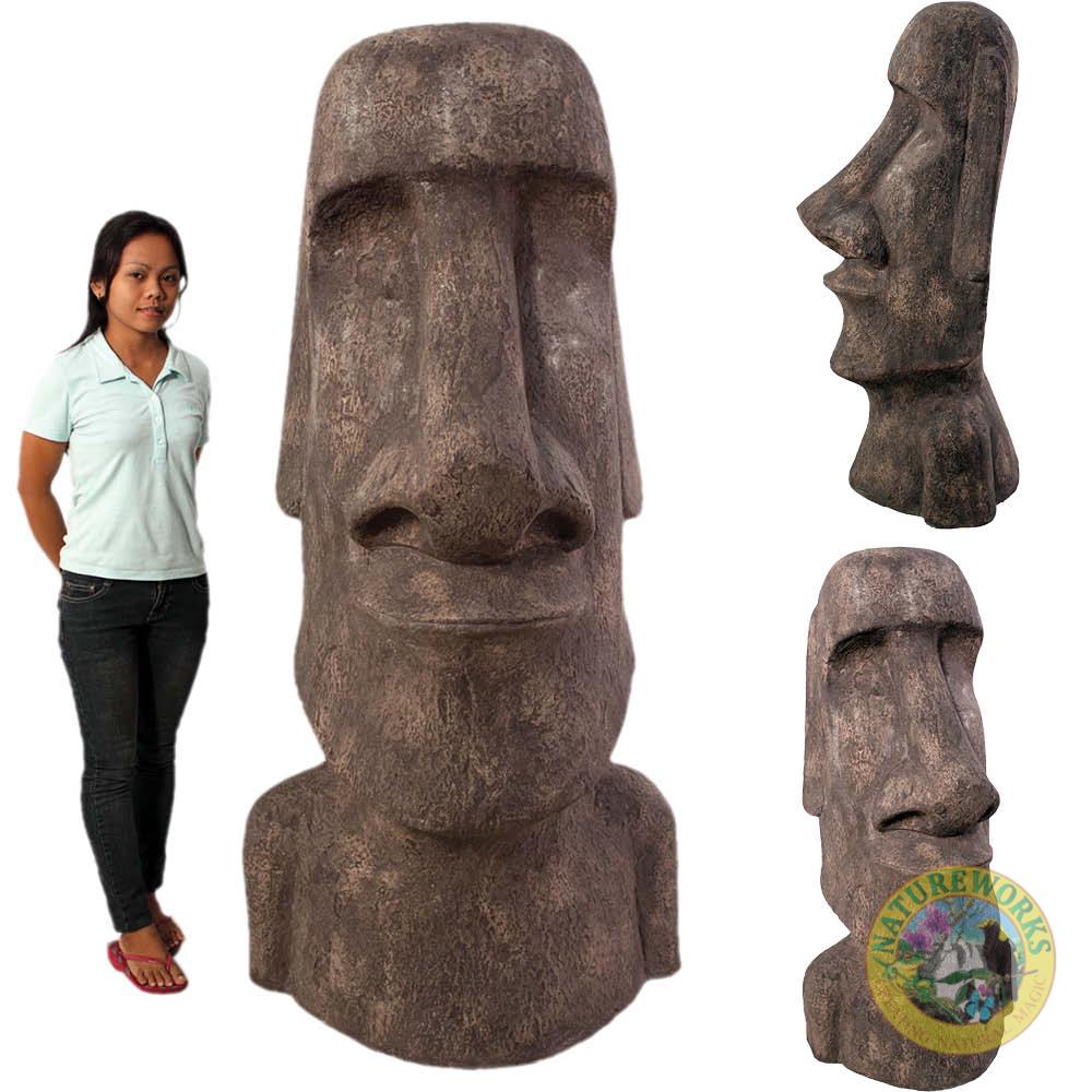 Natureworks Australia Easter Islan Moai Head - 6ft - 090076CC - Cement finish - very heavy - various views