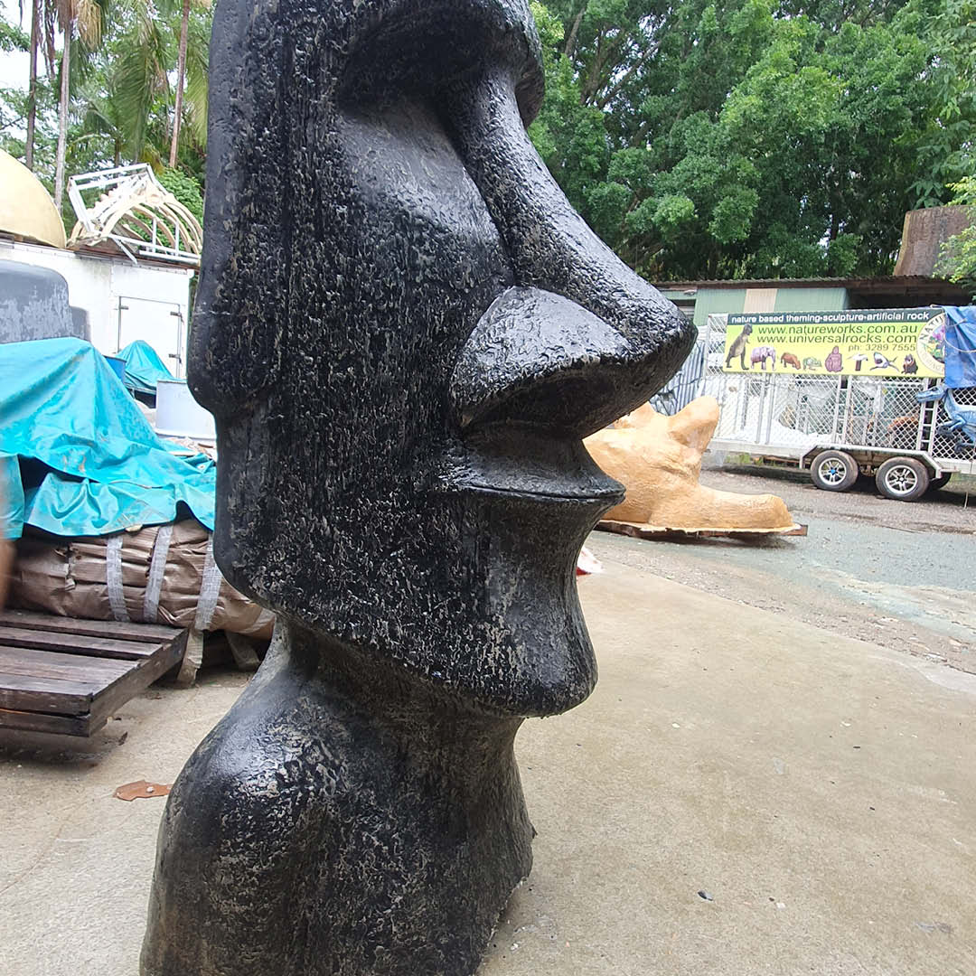 Natureworks Australia Easter Islan Moai Head - 6ft - 090076CC - Cement finish - very heavy - shown outside at Natureworks