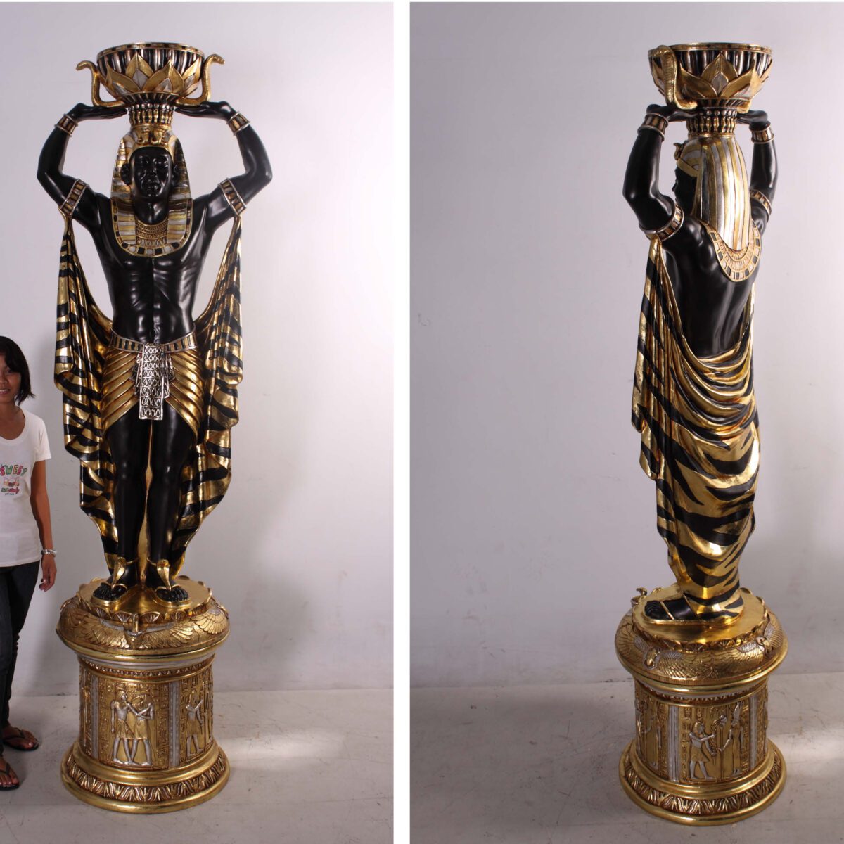 Natureworks Australia Egyptian Male Planter - on base - 7ft showing front and rear views