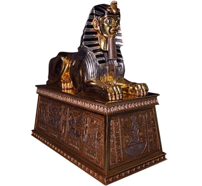 Egyptian Sphinx On Base Gold N Silver Leaf OTSPBGS