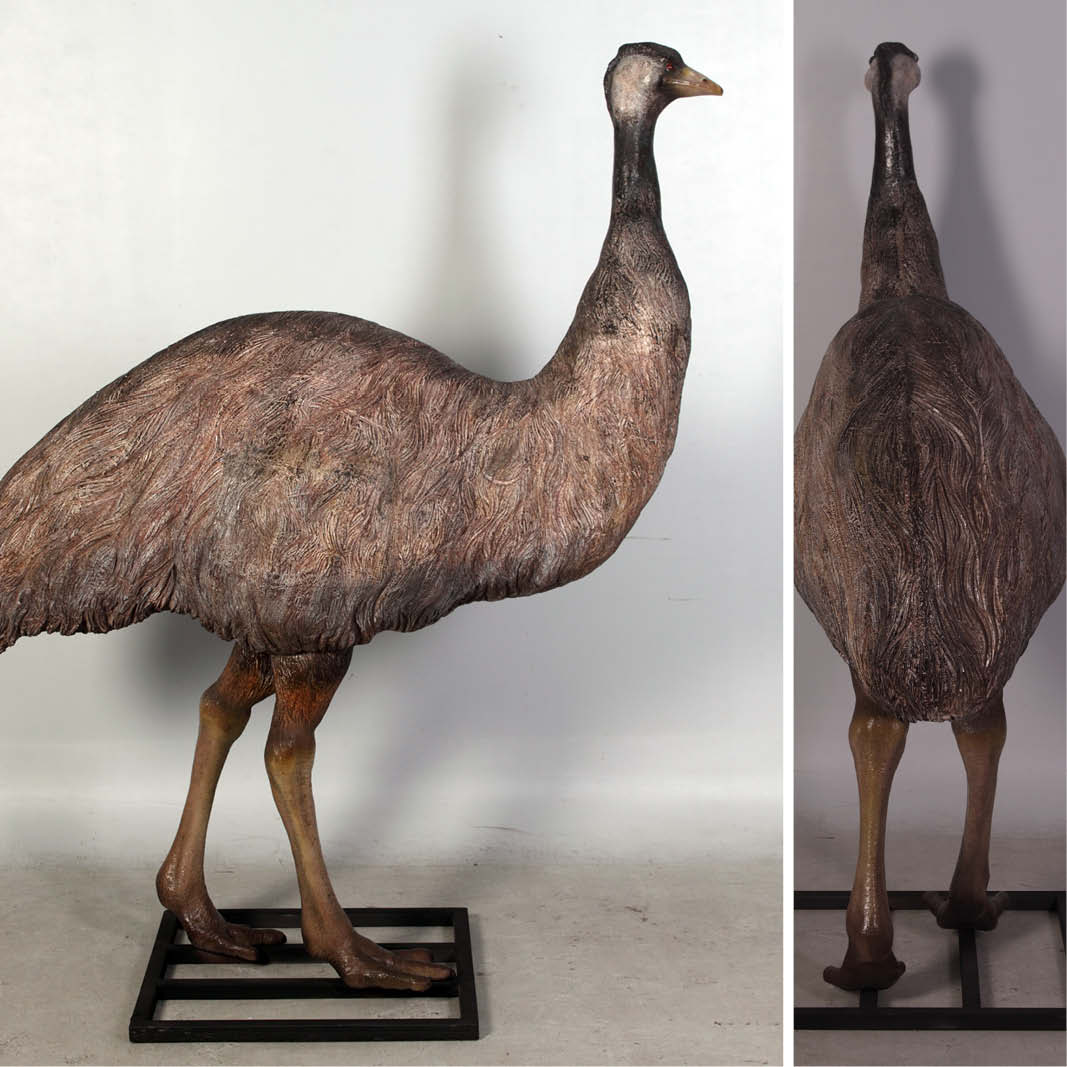 Natureworks Australia Emu Bird statue on base plate-080043 - side view and rear view
