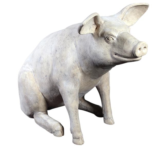 Fibreglass Animal lifesize pig sitting romanstone