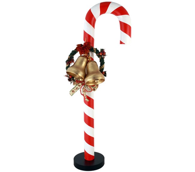 Fibreglass Candy Cane With Bells