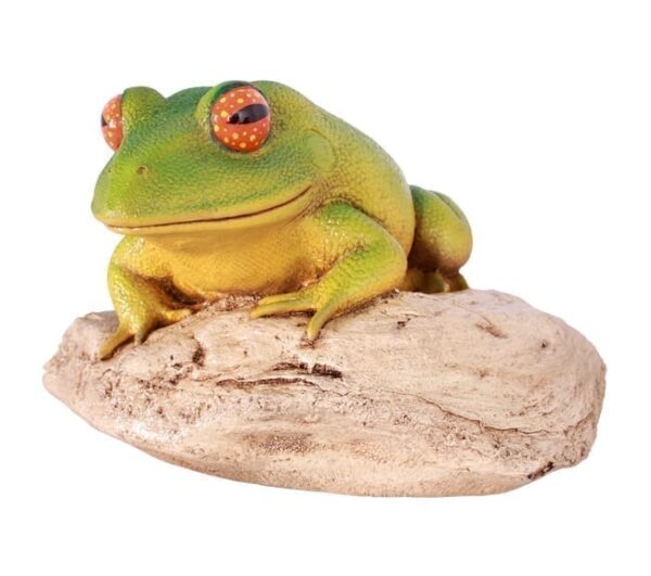Fibreglass Frog On Rock Sculpture