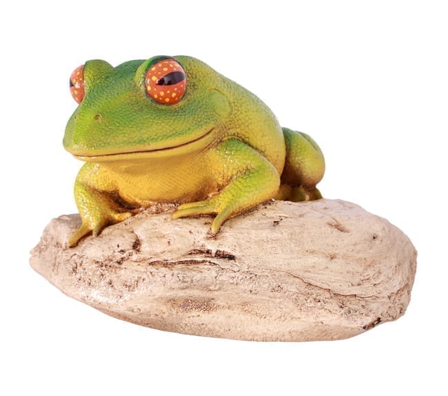 Fibreglass Frog On Rock Sculpture