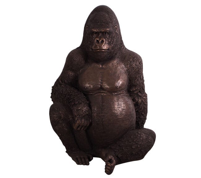 Fibreglass Gorilla Statue Sitting Bronze BZ