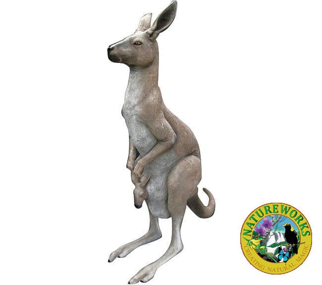 Fibreglass Kangaroo Red With Joey Large