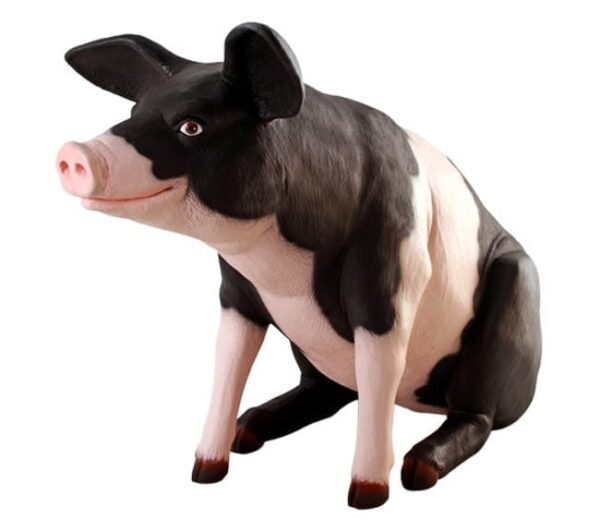 Fibreglass Pig Sculpture Pink And Black