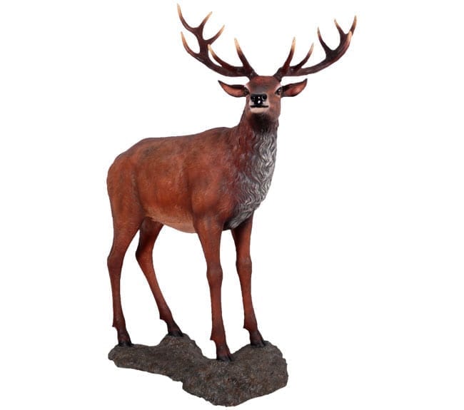 Fibreglass Red Stag Deer Sculpture On Rock