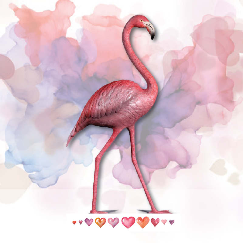 Flamingo on base plate - 110038Pink