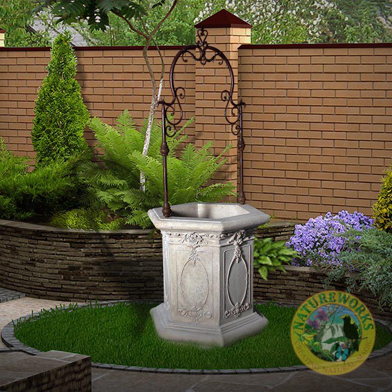 Natureworks Australia Rench Wishing Well - 140603RS shown outside in garden