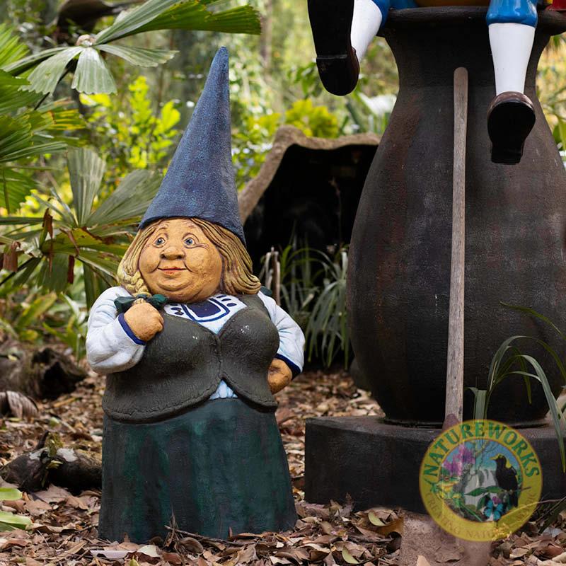 Natureworks Australia Natureworks unique female garden Gnome - 100100 - shown in garden setting