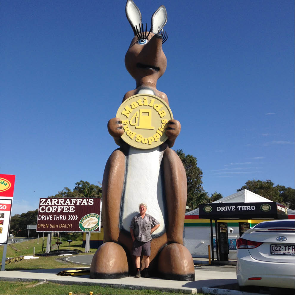 Natureworks Australia Giant Matilda the Kangaroo Iconic Matilda Petrol Station with David Joffe