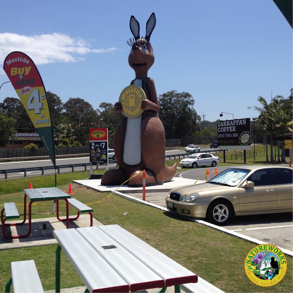 Natureworks Australia Giant Matilda the Kangaroo installed at Matilda Petrol station