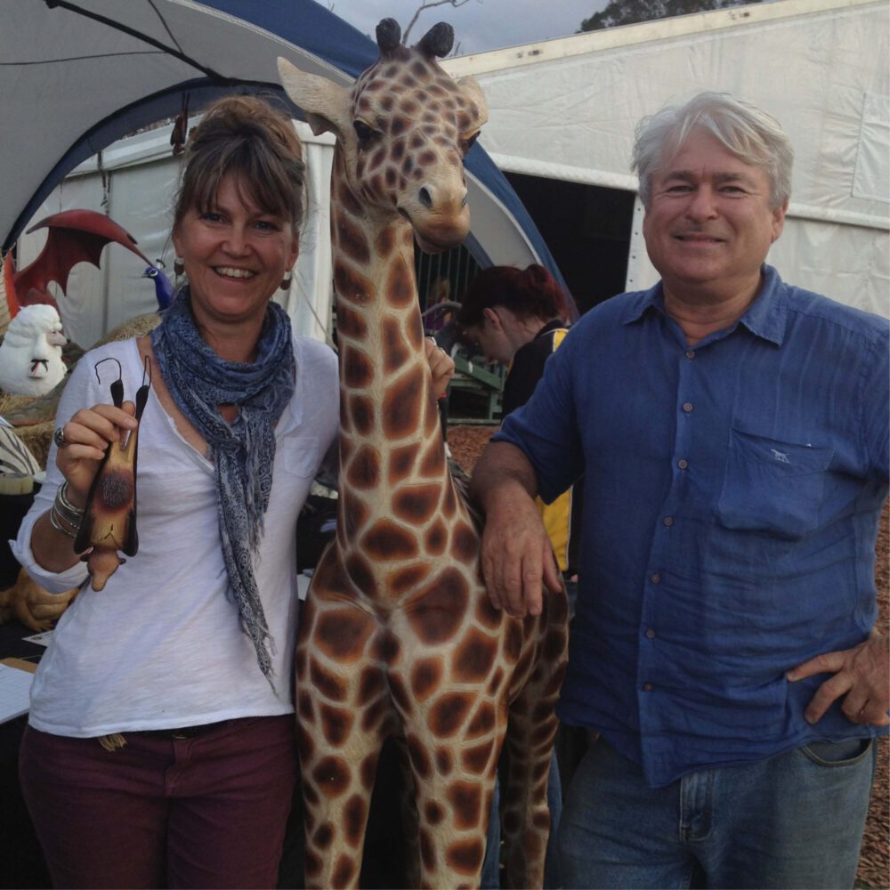 Natureworks Australia Giraffe Statue 6ft Rothchild for sale or hire - 120004 - shown with raffle winner