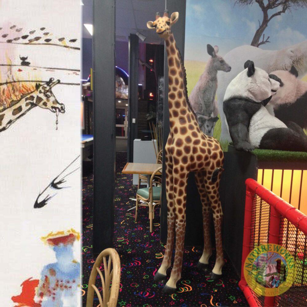 Natureworks Australia Giraffe Statue 6ft Rothchild for sale or hire - 120004 - shown in indoor play centre