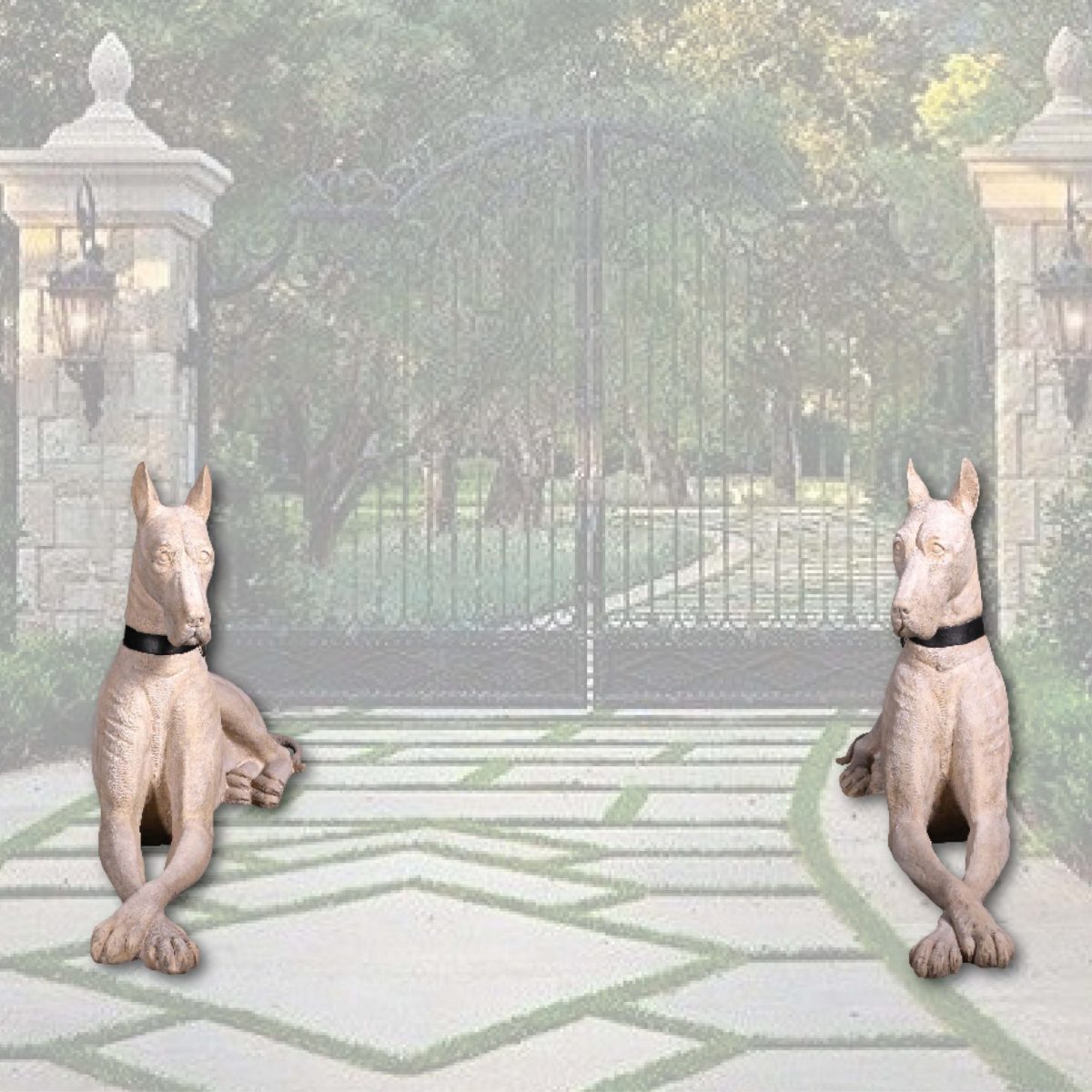 Natureworks Australia Great Dane dog statue - set of 2