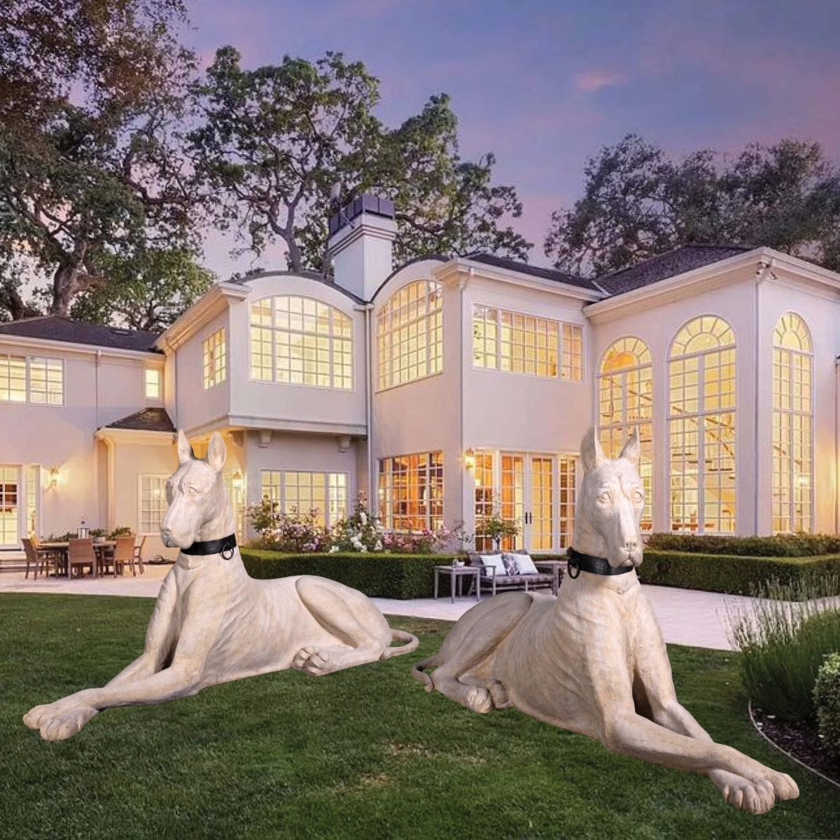 Natureworks Australia Great Dane dog statue - set of 2