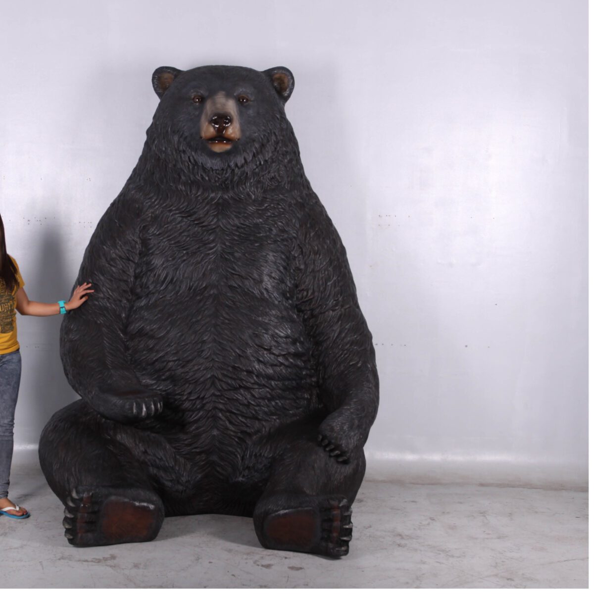 Natureworks Australia Grizzly Bear - Sitting jumbo size 130011 - front view with lady