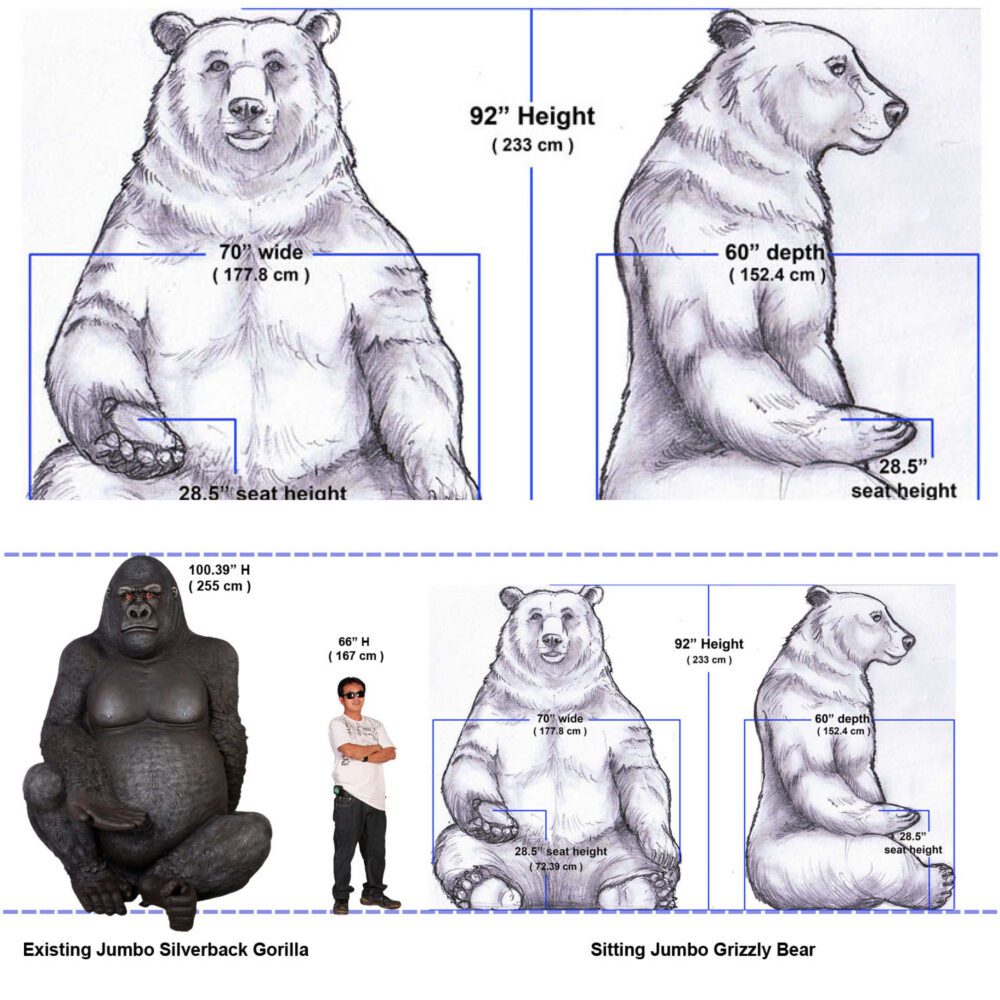 Grizzly Bear Sitting - Jumbo Brown Sculptures In Australia