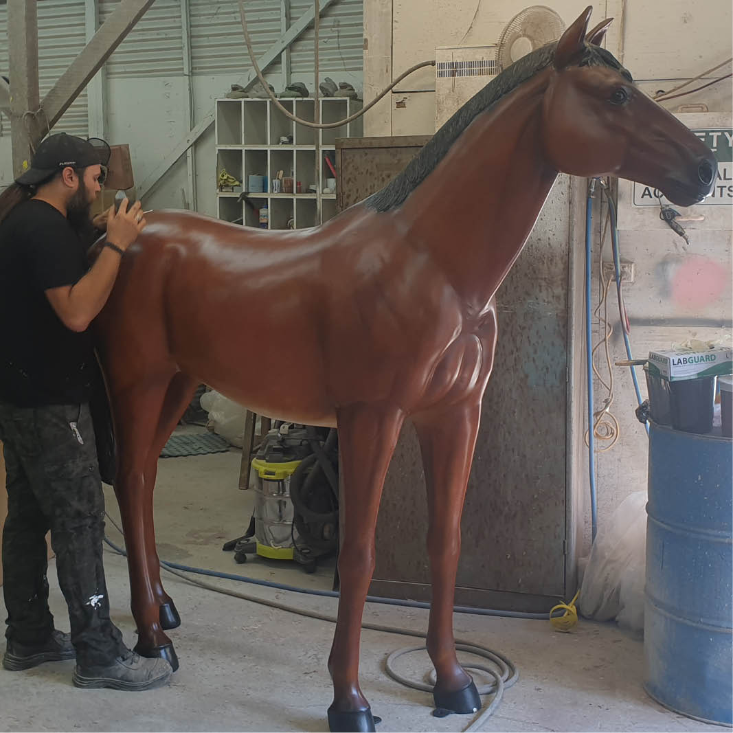 Natureworks Australia Natureworks Horse statue 7ft - 100019 - Chestnut - shown in Natureworks workshop