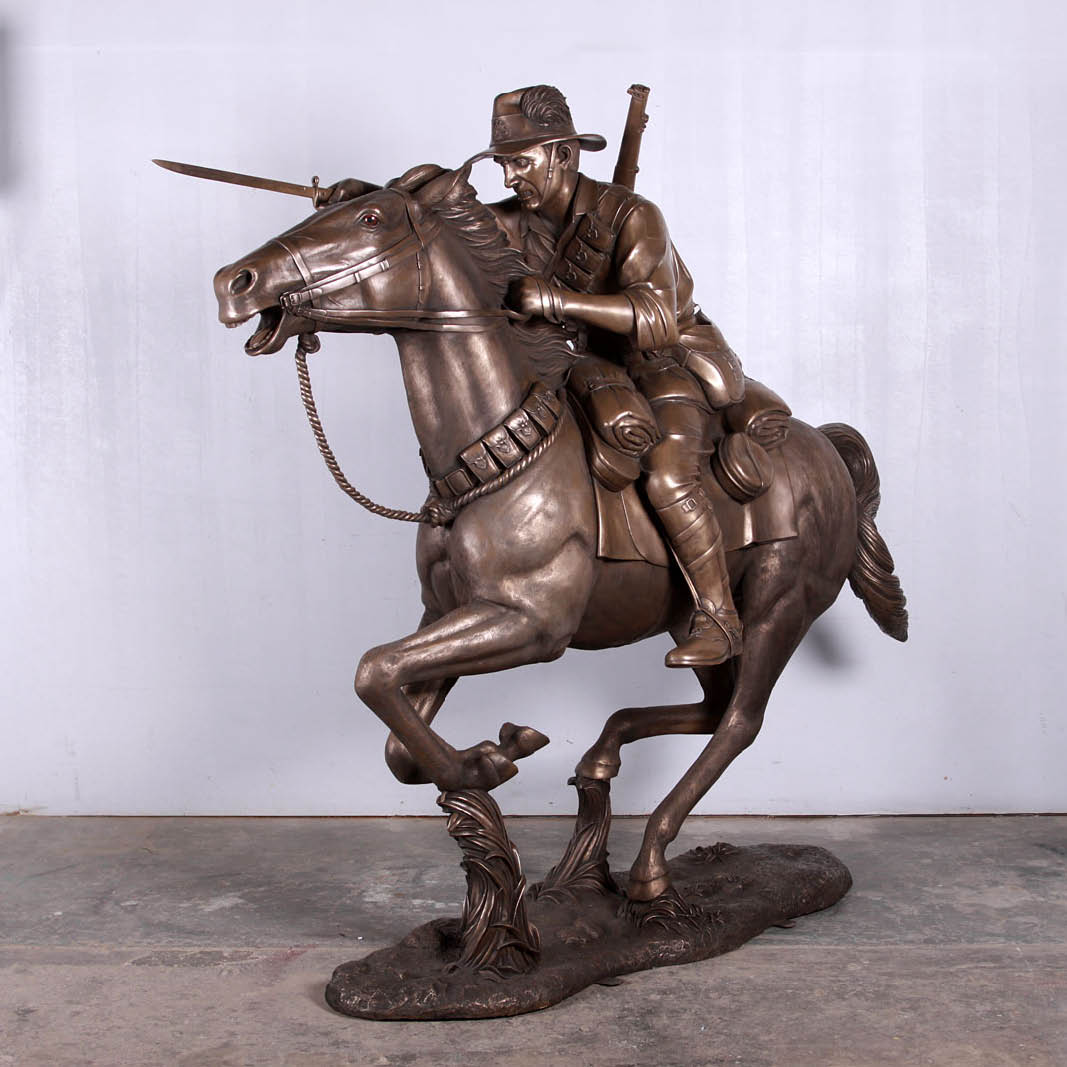 Natureworks Australia Horse & Rider 7ft - Charge at Beersheba Statue - 130032Bronze finish- angle view - looking left