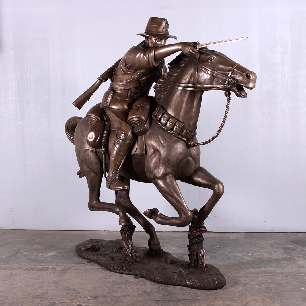 Natureworks Australia Horse & Rider 7ft - Charge at Beersheba Statue - 130032Bronze finish- angle view