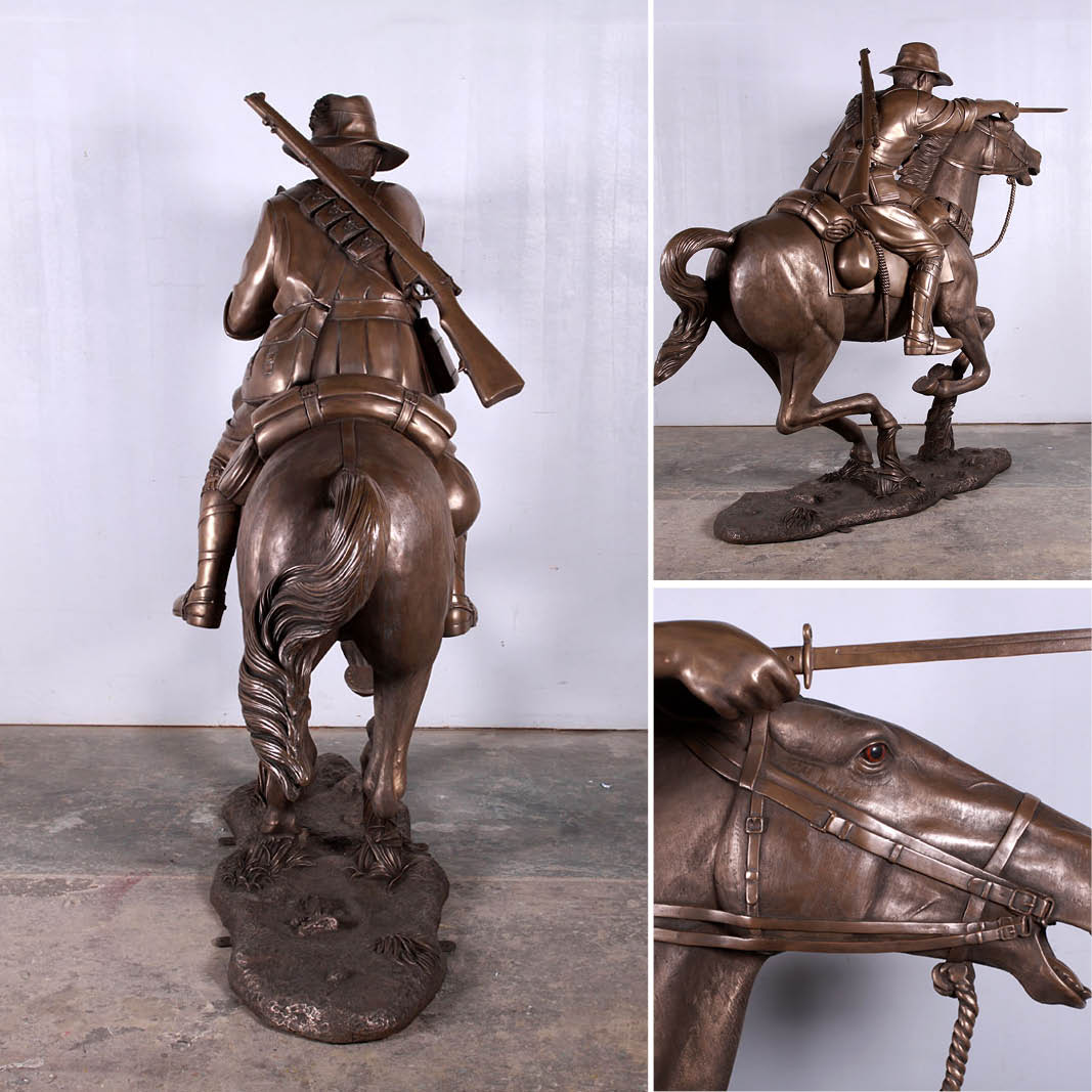 Natureworks Australia Horse & Rider 7ft - Charge at Beersheba Statue - 130032Bronze finish- various views
