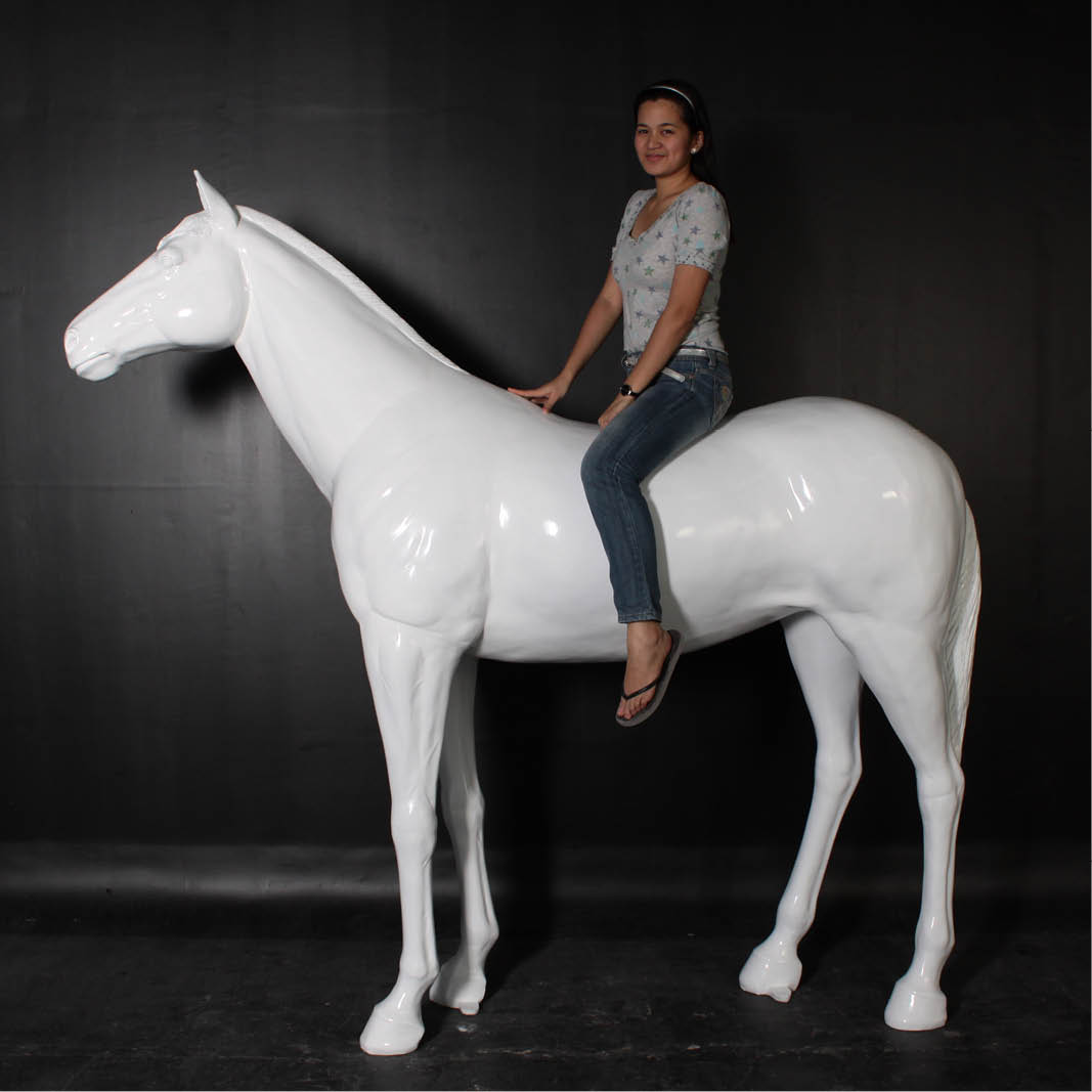 Natureworks Australia Horse 7ft - White with gloss finish - 100019WG - side view with lady riding