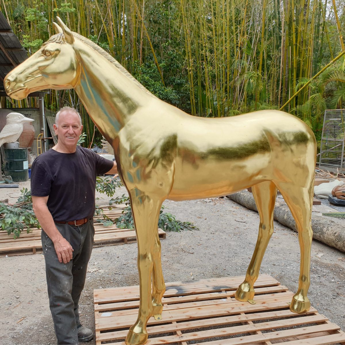 Natureworks Australia Horse Statue - 7ft Gold Leaf - Image 4