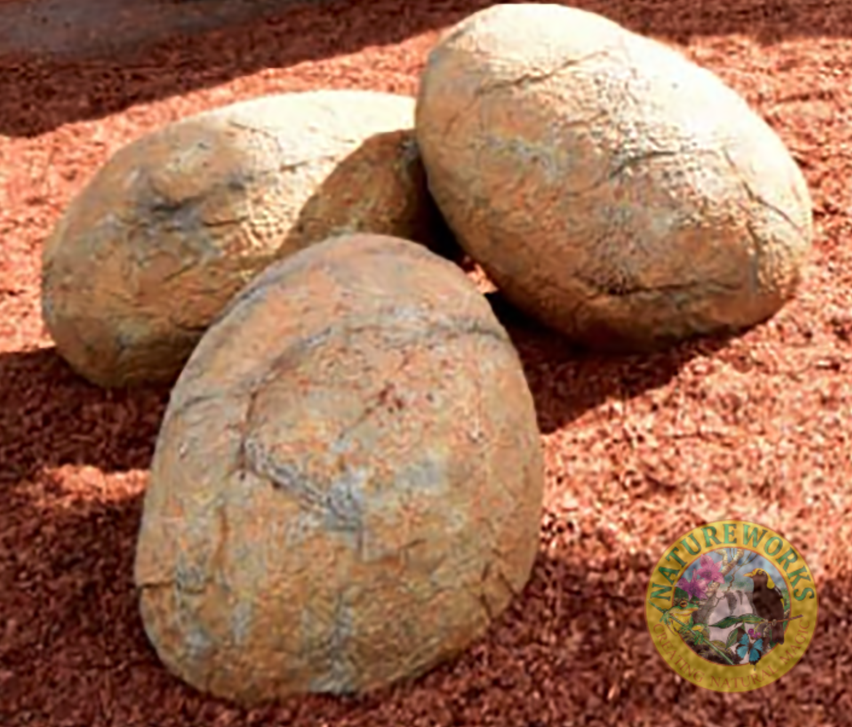 Natureworks Australia Concrete Eggs for Huntington Rise playground - set of 3- close up view of detail