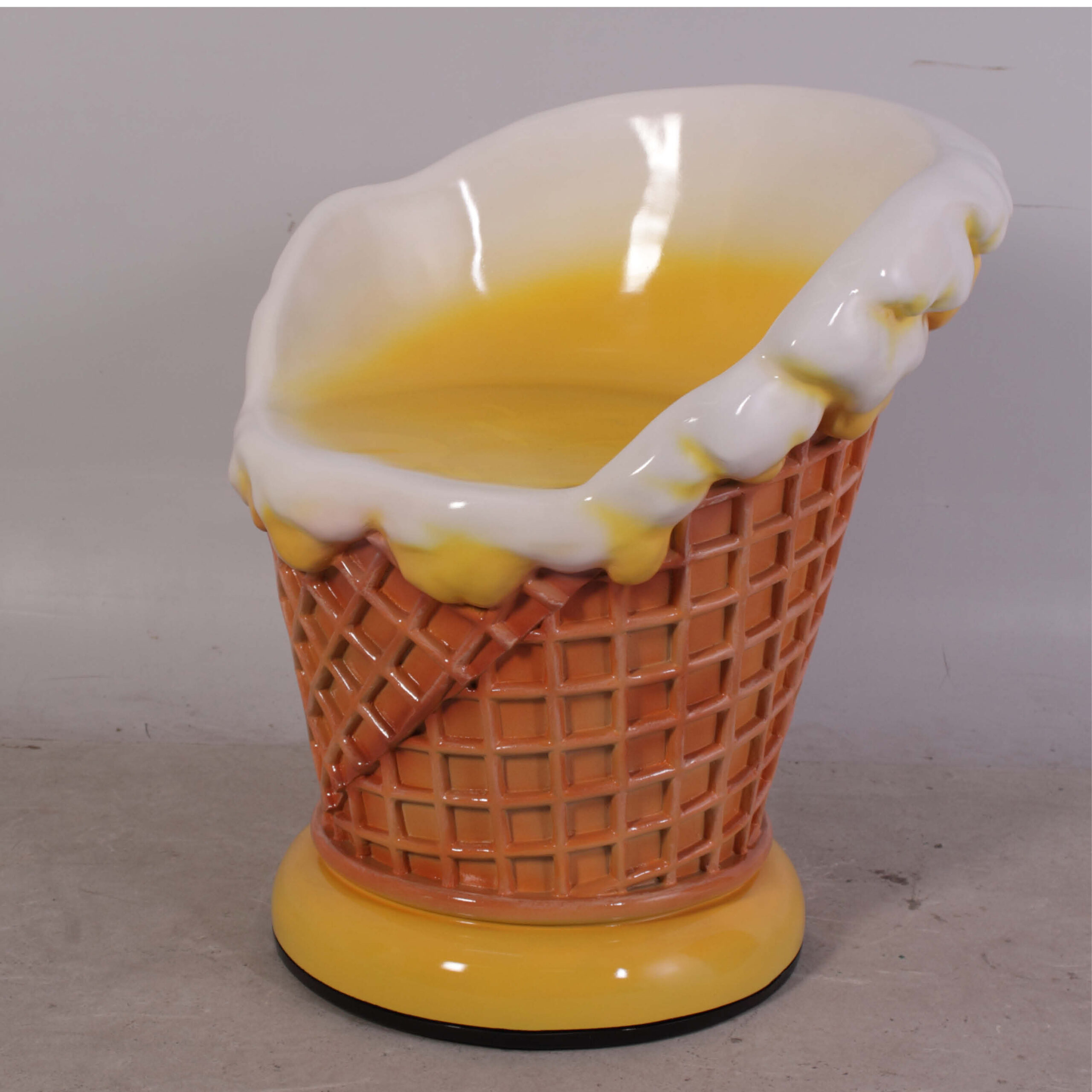 Natureworks Australia Ice Cream chair - langka 130020Langka- yellow colour chair / seta for ice cream parlours and shop fronts - showing front angle view