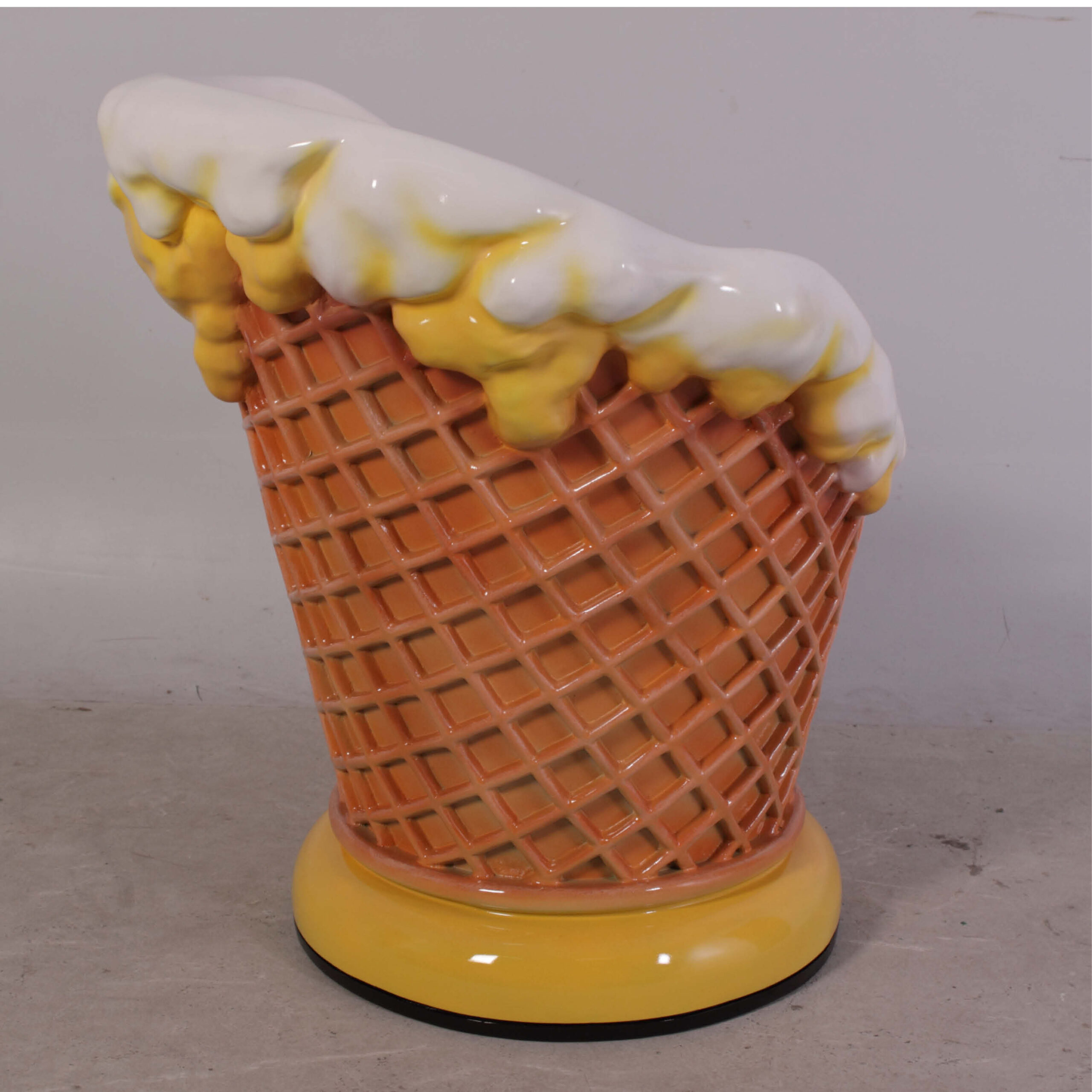 Natureworks Australia Ice Cream chair - langka 130020Langka- yellow colour chair / seta for ice cream parlours and shop fronts - showing side view