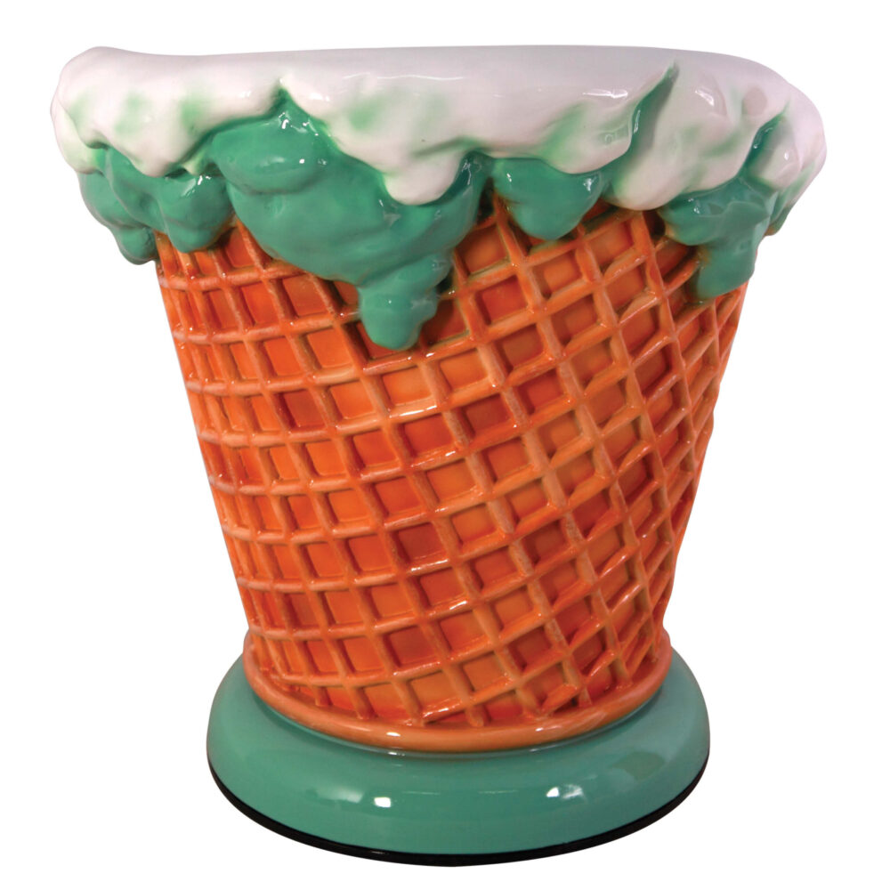 Ice Cream Chair - Mint Green colour - L65cm x W 63cm - H 71cm - SKU 130020- for sale available individually or as a set with various colours/flavours- rear view showing ice cream detail