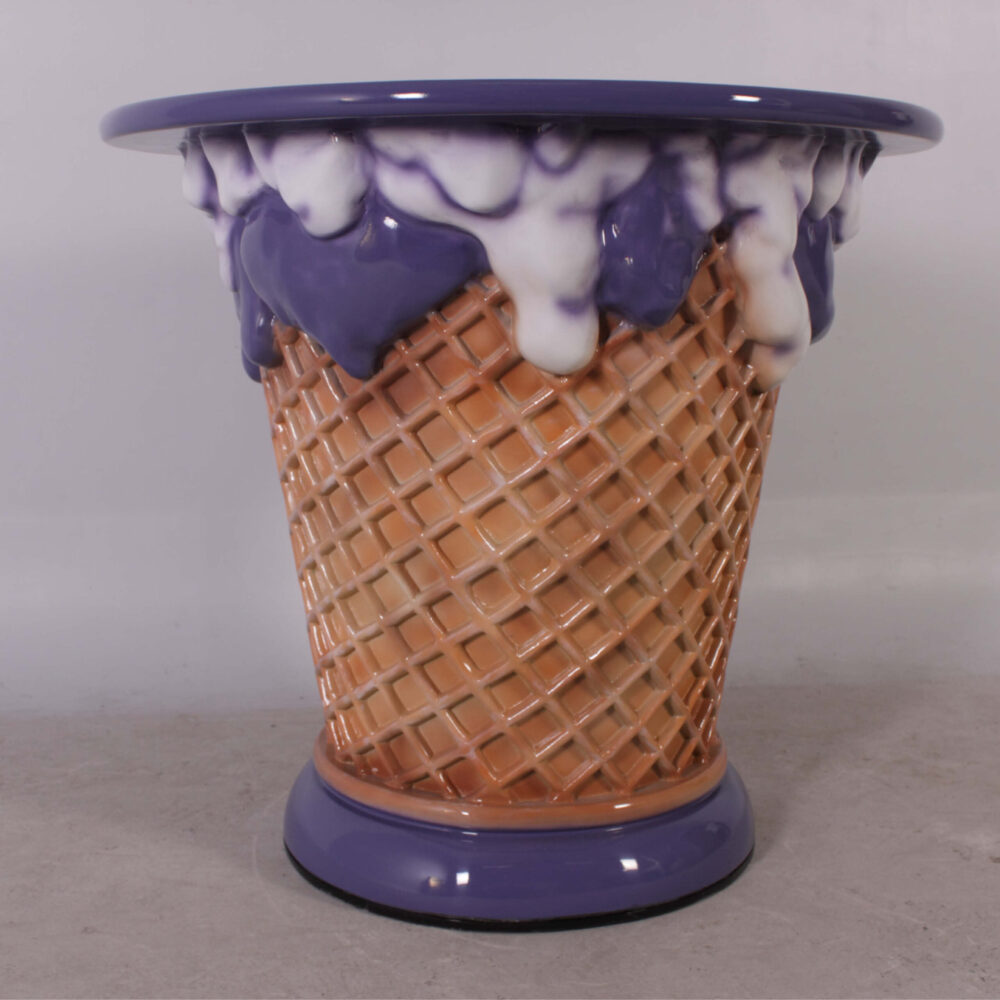 Ice Cream Table - showing underneath view to highlight the detials in the cream and waffle cone-130019-UBE or purple colour