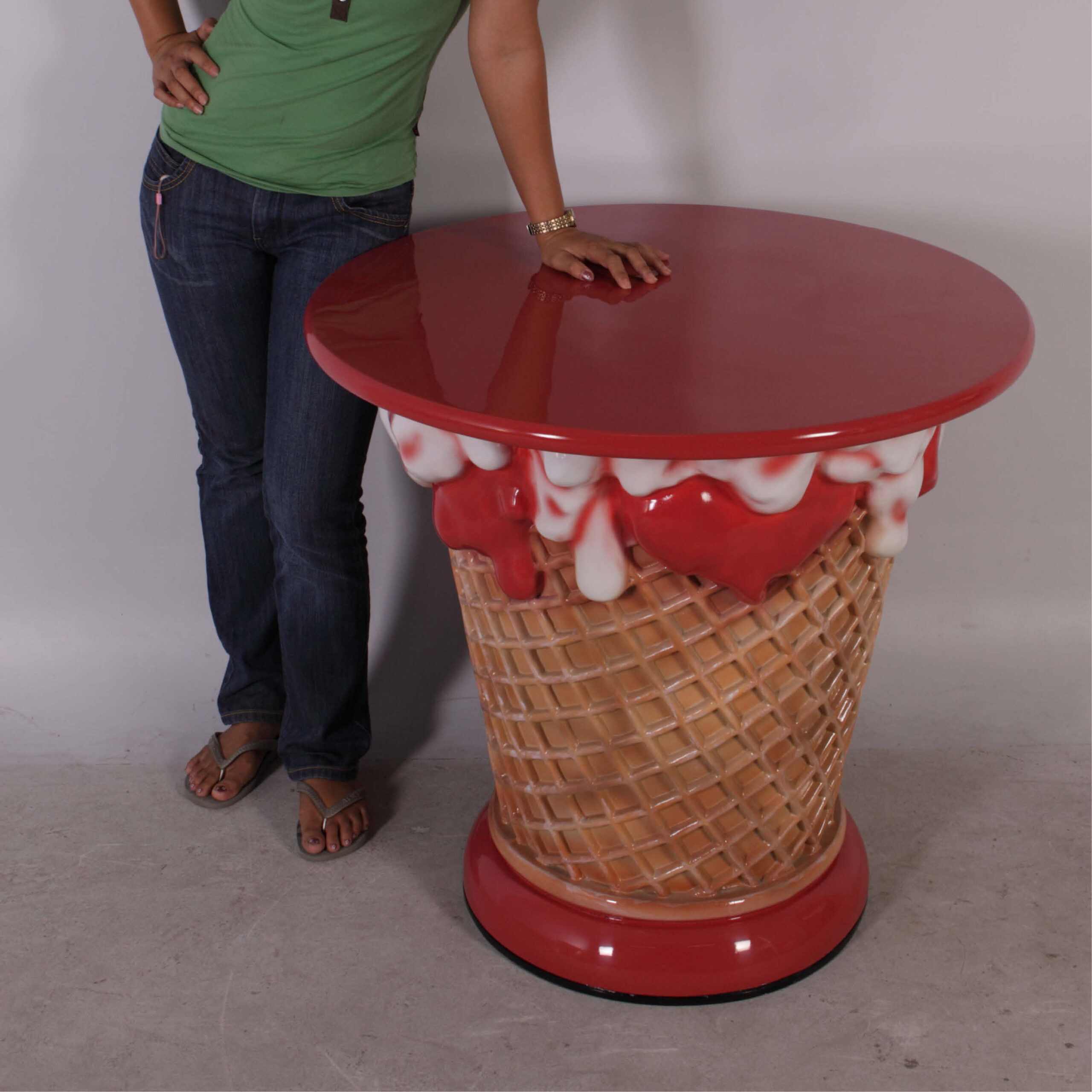 Natureworks Australia Ice Cream Table - Side view showing with lady-130019strawberry