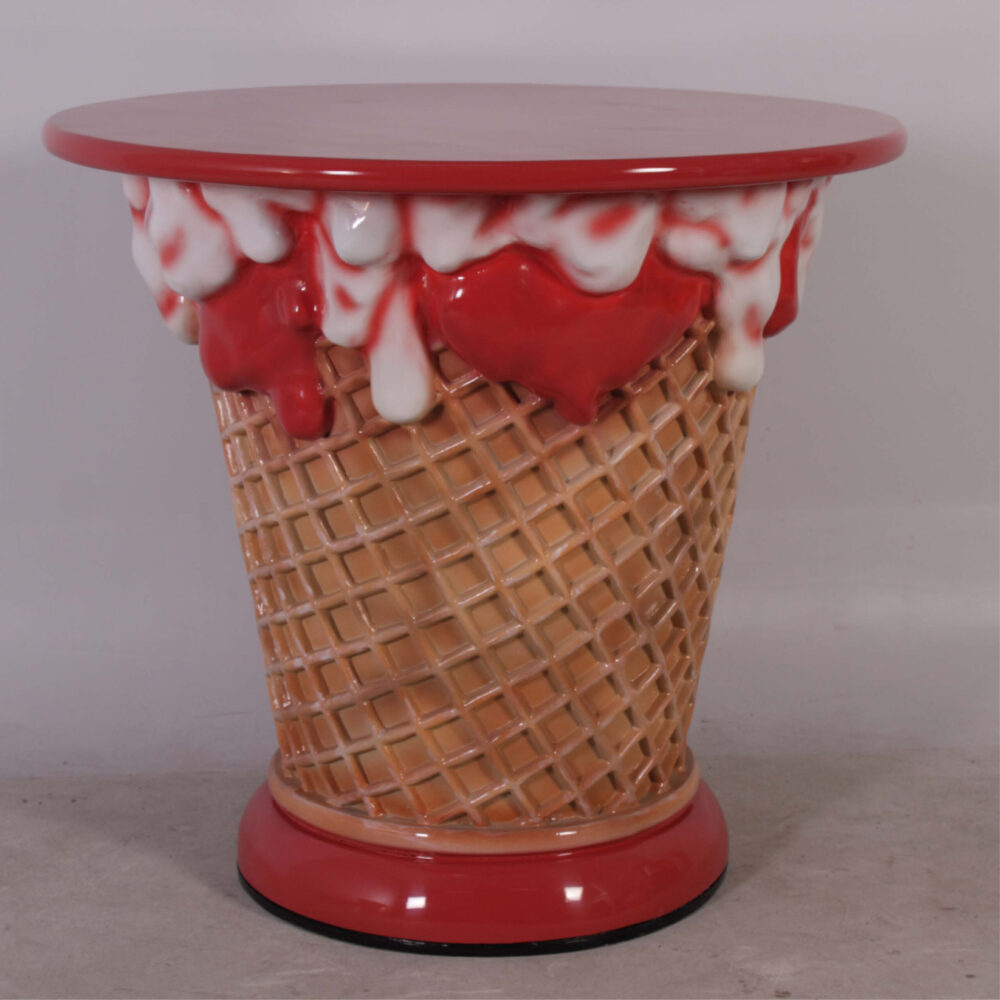 Ice Cream Table - Side view showing ice cream dripping detail - 130019strawberry