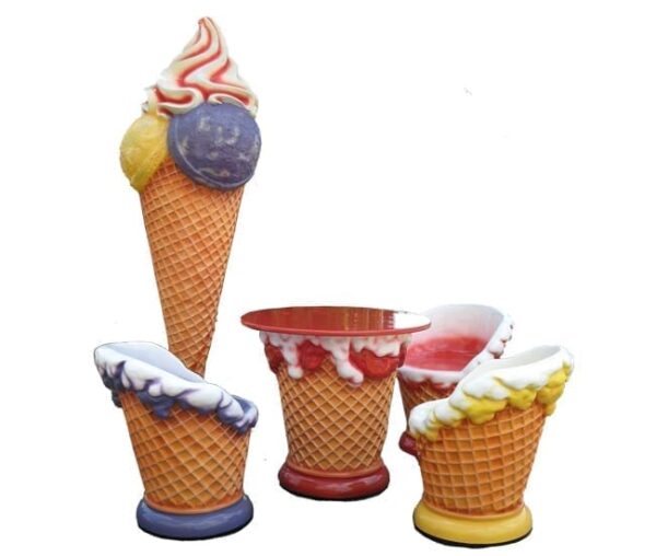 Ice Cream Set Chair Table Cone
