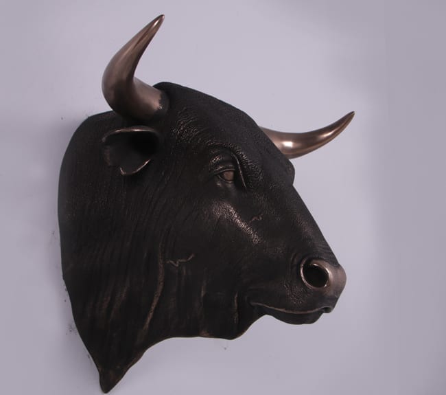Life Size Spanish Bull Wall mount ImperialBronze