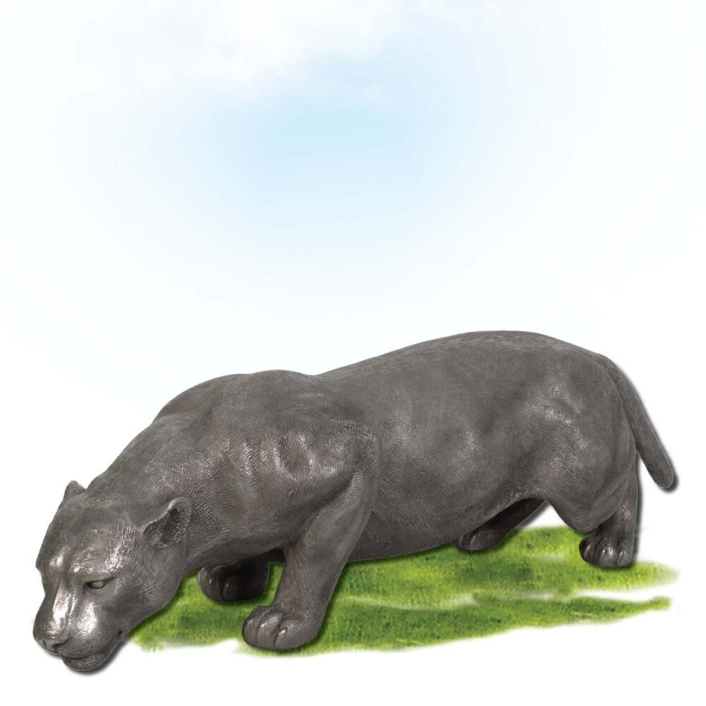 Jaguar statue with an aluminium finish