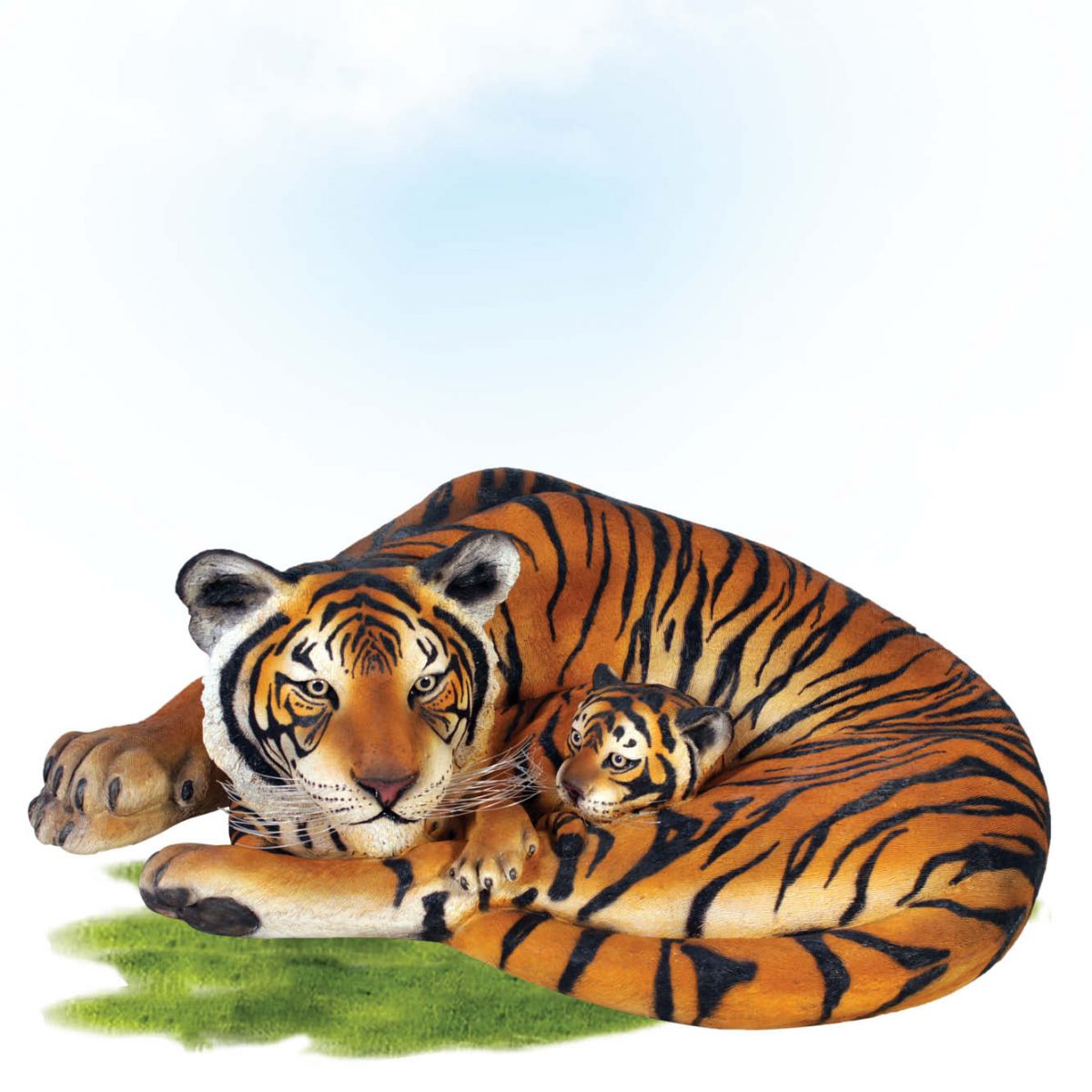 Natureworks Australia Bengal Tigress Resting With Cub. Tiger Statue