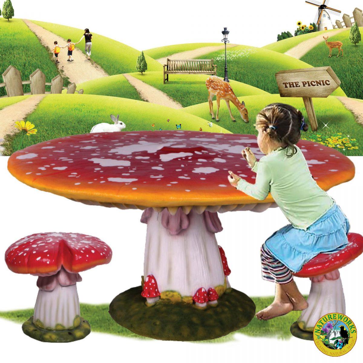 Natureworks Australia Mushroom Table and Chair setting - durable and light weight