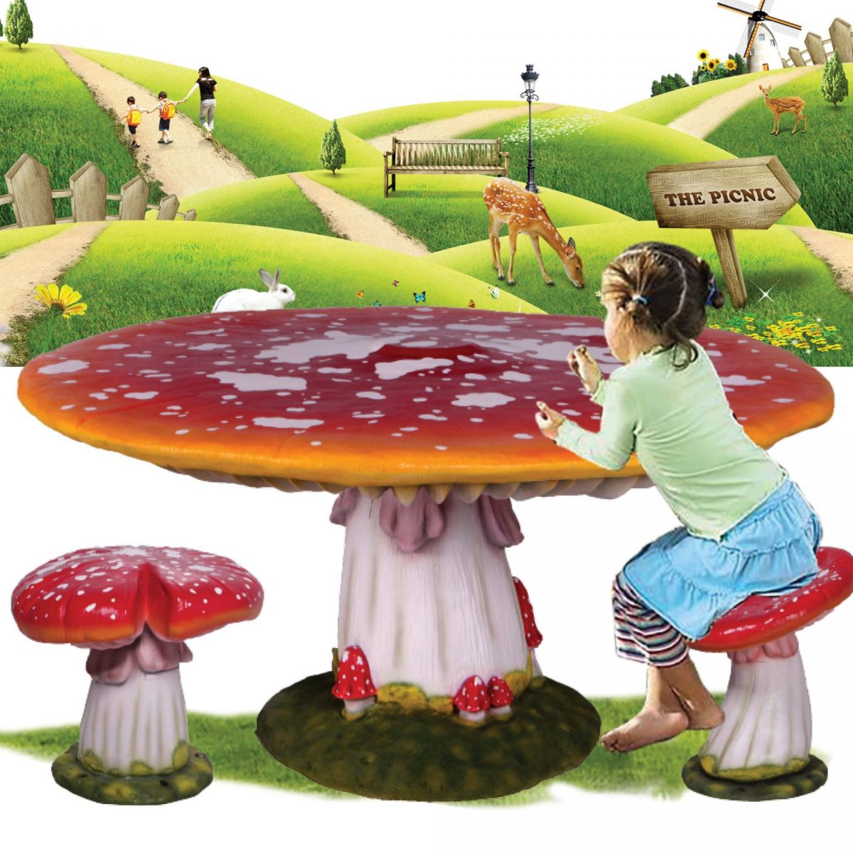 Natureworks Australia Mushroom Table and Chair setting - durable and light weight