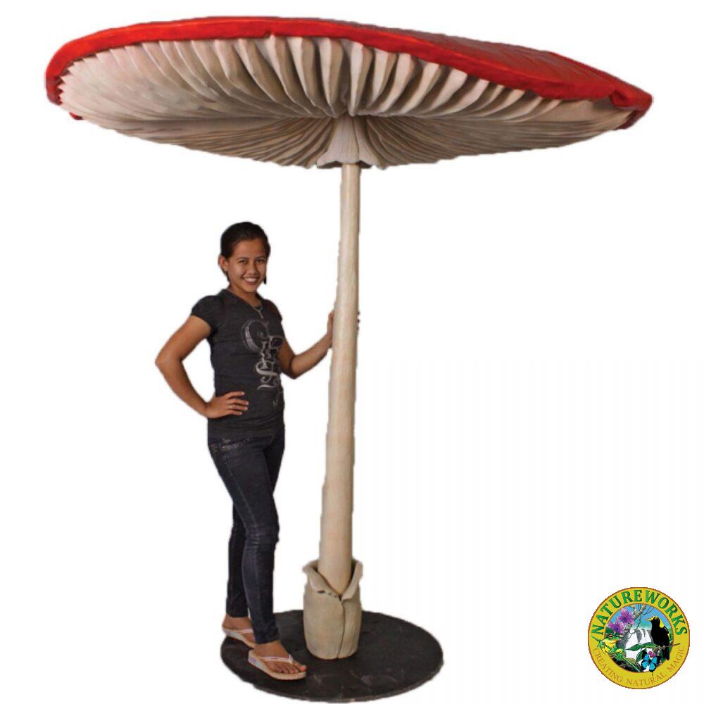 Mushroom Umbrella - Giant - 3m high - 100108_ with lady and fairy on mushroom